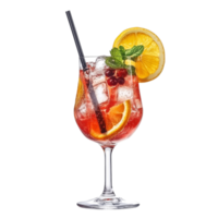 Refreshing summer cocktail garnished with citrus and mint on a bright transparent background, summer cocktail isolated on transparent background png