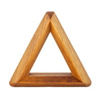 Elegant wooden triangular stand set against a clean transparent background for decorative or functional use, wooden in shape triangle on transparent backgroundfile png