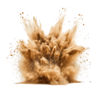 Desert sand explosion erupting in a dramatic display of particles against a transparent background, pile desert sand explosion isolated on transparent backgroundfile png