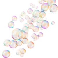 delicado jabón burbujas flotante graciosamente en contra un transparente fondo, capturar vibrante colores y reflexiones, jabón burbujas en transparente antecedentes png