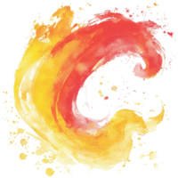 A vibrant red and yellow watercolor swirl illustrating dynamic movement on a transparent background, Red and Yellow Watercolor Swirl Illustration on transparent background png