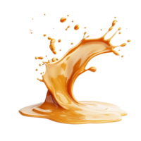 Caramel splash in motion with flowing waves against an isolated transparent background in vibrant detail, caramel splash in motion wave flow air isolated on transparent background png