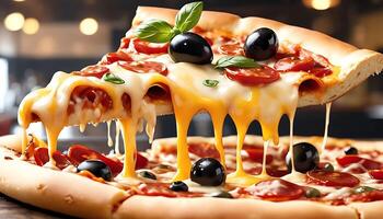 Pizza Slice with Cheese Pull photo