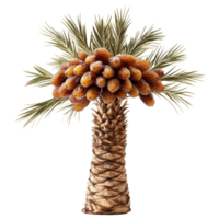 Fresh date palm with ripe dates isolated on a transparent background showcasing its natural beauty, fresh date palm isolated on transparent background png