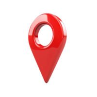 A vibrant red location pin pointer symbolizing navigation and address marking in digital maps, 3d red pin point map address location pointer symbol transparent background png