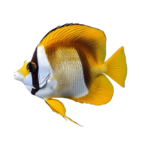 Clarion butterflyfish gracefully isolated on a transparent background showcasing vibrant colors and distinctive markings from the Pacific Ocean, Clarion Butterflyfish Isolated on transparent background png