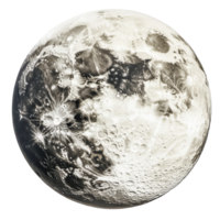 Captivating full moon with a whimsical face design on a bright transparent background, perfect for artistic explorations, Full Moon with Face on transparent background png