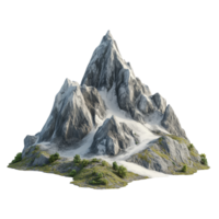 A striking mountain landscape with rugged peaks and patches of greenery set against a clean transparent background, mountain landscape isolated on transparent background png