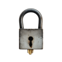Classic padlock with keyhole on a clean transparent background showcasing security and protection concepts, Padlock key lock on transparent backgroundfile png