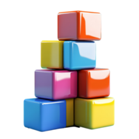 Colorful stacked cubes on a vibrant blue background creating an engaging and playful arrangement for children, Stacking colorful cubes Stock Illustration png