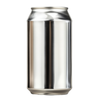 A sleek aluminum can isolated on a transparent background showcasing its shiny surface and smooth design, aluminum can isolated on transparent png