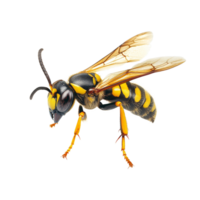 Detailed view of a hornet resting against a transparent background showcasing its distinct physical features, hornet isolated transparent background png