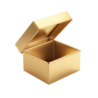 Elegant gold gift box isolated on a transparent background, perfect for special occasions and celebrations, Gold open gift box isolated png