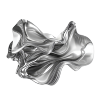 Dynamic metallic wave shape showcasing flowing abstraction and unique textures in a minimalist setting, flowing abstract metallic wave solid shape isolated transparent background png