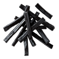Fresh liquorice sticks on a clean transparent background for culinary creativity and natural flavor, liquorice on transparent background png