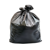 Black garbage bag isolated on a clean transparent background for waste management and recycling purposes, garbage bag isolated transparent background png