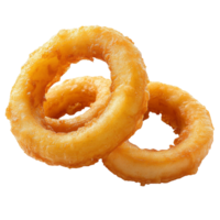 Deliciously crispy onion rings served on a transparent background for a tempting snack option, Fresh onion rings food on a transparent background png
