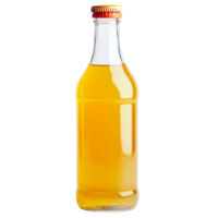 Clear glass bottle of apple juice isolated on transparent background for food and beverage topics, Bottle of apple juice isolated png
