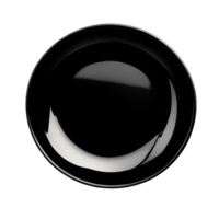 An empty black dish set against a pristine transparent background highlighting its elegant simplicity and modern design, empty black dish on transparent backgroundfile png