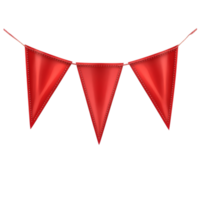 Red pennant banner flags on a string for festive decorations or celebrations in various settings, red pennant banners flags with string isolated on transparent background png