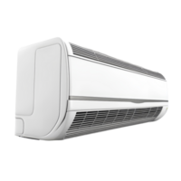 Modern transparent air conditioner unit isolated for clear display in a minimalistic environment, transparent color air conditioner machine. 3D render, isolated on transparent background png