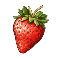 A vibrant juicy strawberry sticker design on a clean transparent background showcasing ripe freshness and bold colors, Juicy strawberry sticker on transparent background png