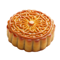 Traditional festival moon cake with intricate design set on a plain transparent background for celebration, Festival moon cake on transparent background png