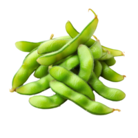 Fresh edamame green soybeans piled on a transparent background ready for snacking or cooking in various dishes, edamame green soy beans isolated on transparent background png