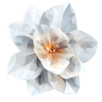 Geometric polygonal flower design with soft colors on a transparent background showcasing abstract artistry, Polygonal flower on transparent background. Geometric polygonal flower transparent background png