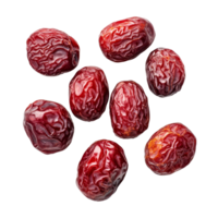 Dried red dates or Chinese jujube arranged on a transparent background for culinary and health uses in autumn season, Dried red date or Chinese jujube on transparent background png