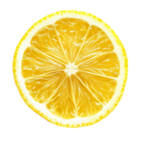 A fresh slice of lemon on a pure transparent background for culinary inspiration and refreshing beverages, slice of lemon citrus fruit on transparent background png