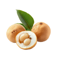 Fresh longan fruit isolated on a transparent background showcasing its smooth skin and delicious inner flesh, fresh longan isolated on transparent background png