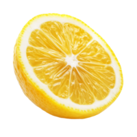 medio limón aislado en un transparente antecedentes destacando sus vibrante color y textura para culinario y decorativo usos, medio limón aislado en transparente antecedentes png