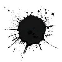 Black color stain splashed on a clean transparent background, creating an artistic contrast, black color stain isolated on transparent background png