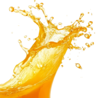 Vibrant orange juice splash creating dynamic wave on a transparent background, orange juice splash wave flow isolated on transparent background png