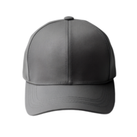 Grey baseball cap mockup displayed from the front, isolated on a transparent background for design purposes, grey baseball cap mockup front view, file of isolated object with shadow on transparent background png