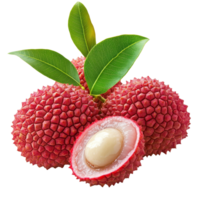 Fresh lychee fruit isolated on a transparent background showcasing its vibrant color and unique texture, Lychee isolated on trnsparent transparent background png
