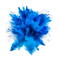 Vivid blue color explosion isolated against transparent background with dynamic splashes, blue color explosion isolated on transparent background png