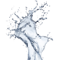 Dynamic water splash captured in motion against a transparent background showcasing fluid movement and energy, Flowing water splash isolated png