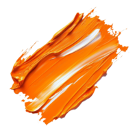 Vibrant thick stroke of orange oil paint on canvas showcasing rich texture and blending techniques, thick voluminous stroke of orange oil paint, file of isolated object on transparent background png
