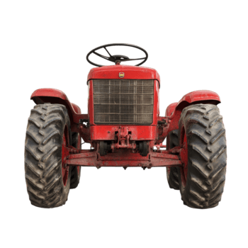 Red tractor isolated on a transparent background, showcasing its classic design and robust structure for agricultural use, tractor isolated on transparent background png