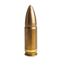 Isolated bullet on a transparent background showcasing its detailed design and metallic finish, bullet isolated on transparent background png