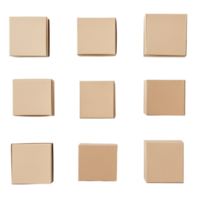 Simple beige boxes arranged in a grid on a clean transparent background for minimalistic display, boxes isolated on transparent background png