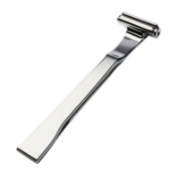Isolated razor blade on a transparent background showcasing its sleek, metallic design and sharp edge for cutting purposes, razor blade isolated on a transparent background png