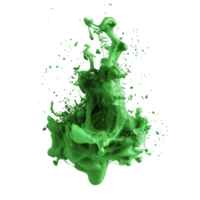 Vibrant green ink splash isolated on a clean transparent background revealing intricate patterns and textures, green ink splash isolated on transparent background png