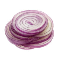 Freshly sliced red onion rings displaying vibrant colors against a clean transparent background, Onion slices isolated png