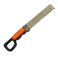 Detailed illustration of a hacksaw with a handle, ideal for cutting materials in woodworking or metalwork projects, Hacksaw with handle Stock Illustration png