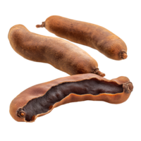 Tamarind pods isolated on a transparent background showcasing their natural brown color and unique shape, tamarind isolated on transparent background png