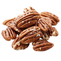 Salted pecan nuts isolated against a clean transparent background for healthy snacking, Pecan nuts topped with light salt isolated on transparent background png