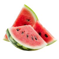 Freshly sliced watermelon wedges arranged on a clean transparent background perfect for summer refreshment, Sliced of watermelon isolated on transparent background png